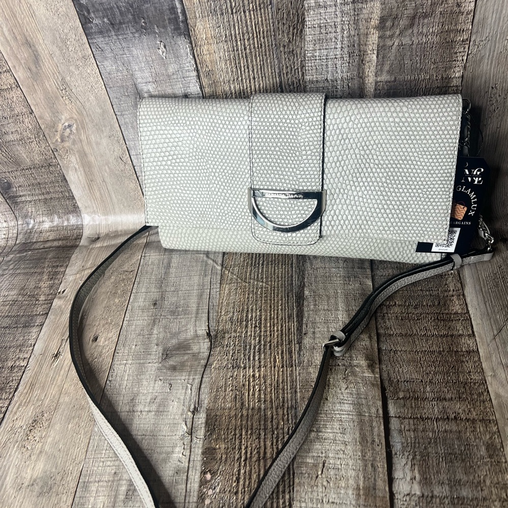 Samantha Thavasa Gray Leather Crossbody Shoulder Bag